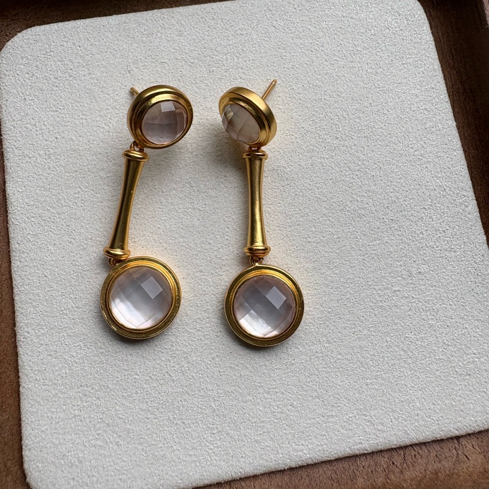 Julie Vos Elegant Gold and White Drop Earrings